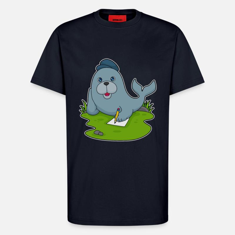 Papier crayon scellé - T-shirt bio décontracté fabriqué en UE - DARK NAVY