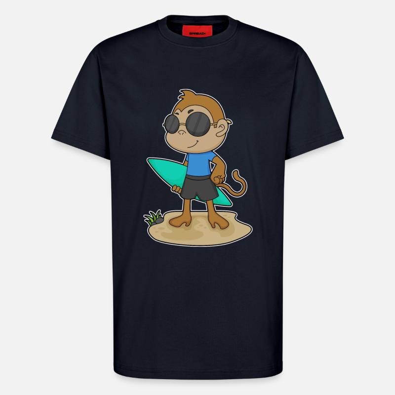 Monkey Surfer Surfboard - T-Shirt - made by SPREAD - DARK NAVY