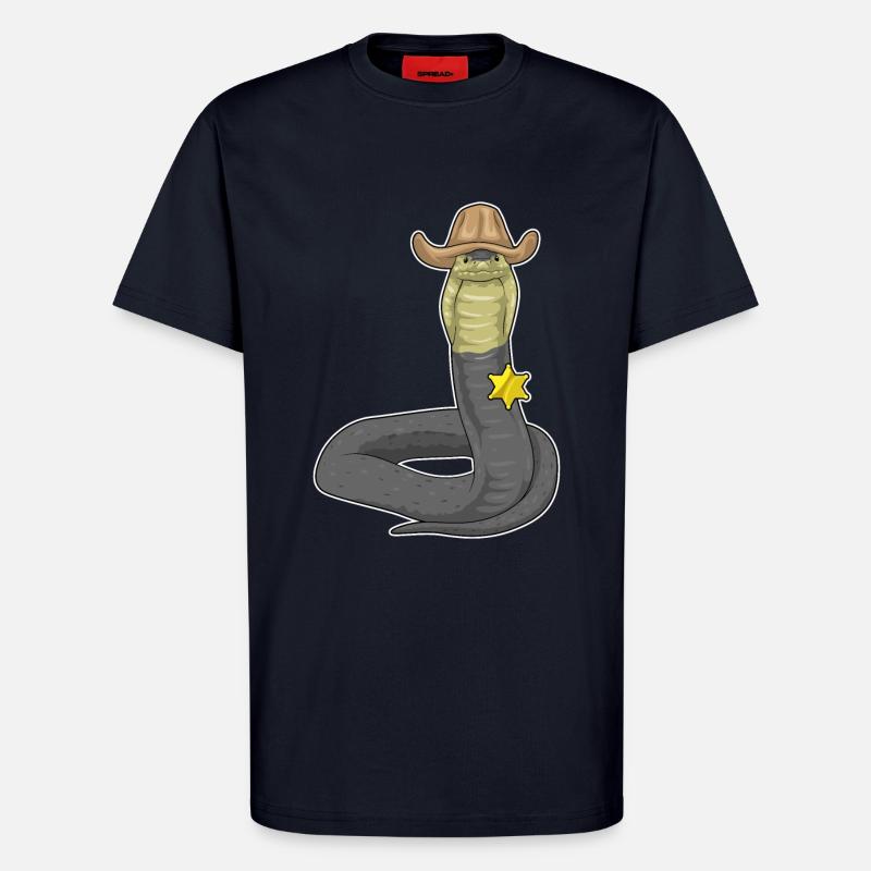 Snake Sheriff Cowboy Hat - T-shirt bio décontracté fabriqué en UE - DARK NAVY