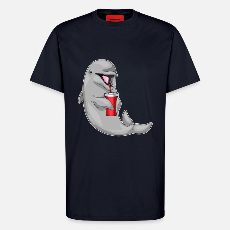 Dolphin drinking cup - T-Shirt - made by SPREAD - DARK NAVY