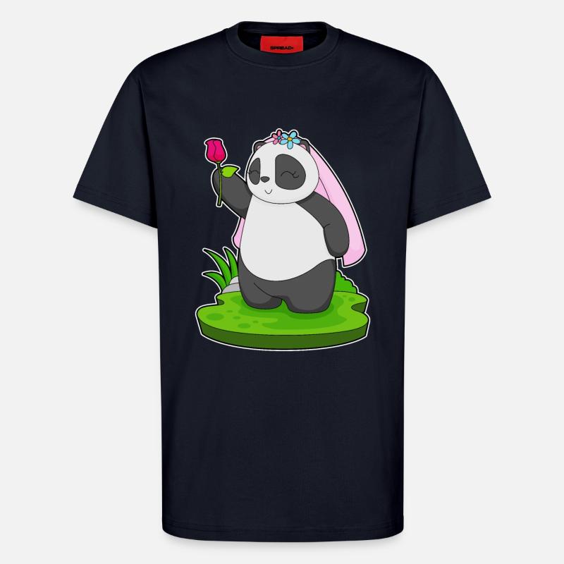 Panda Bride Rose Wedding - T-Shirt - made by SPREAD - DARK NAVY