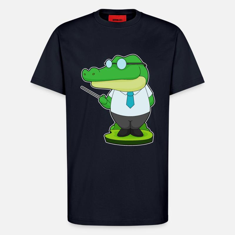 Crocodile Teacher Pointer - T-Shirt - made by SPREAD - DARK NAVY