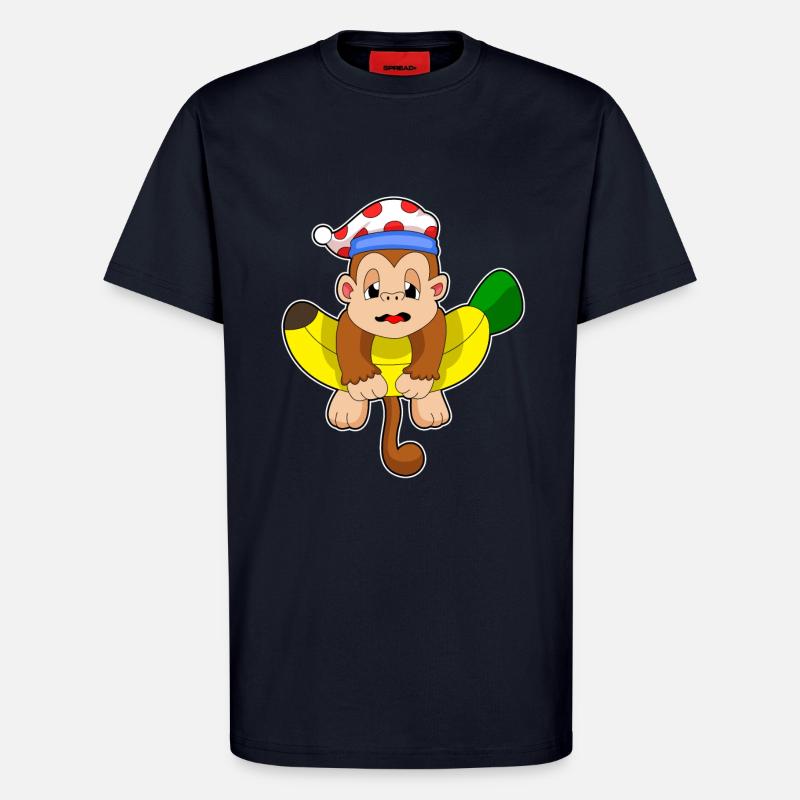 Monkey Sleeping Night Hat - T-Shirt - made by SPREAD - DARK NAVY