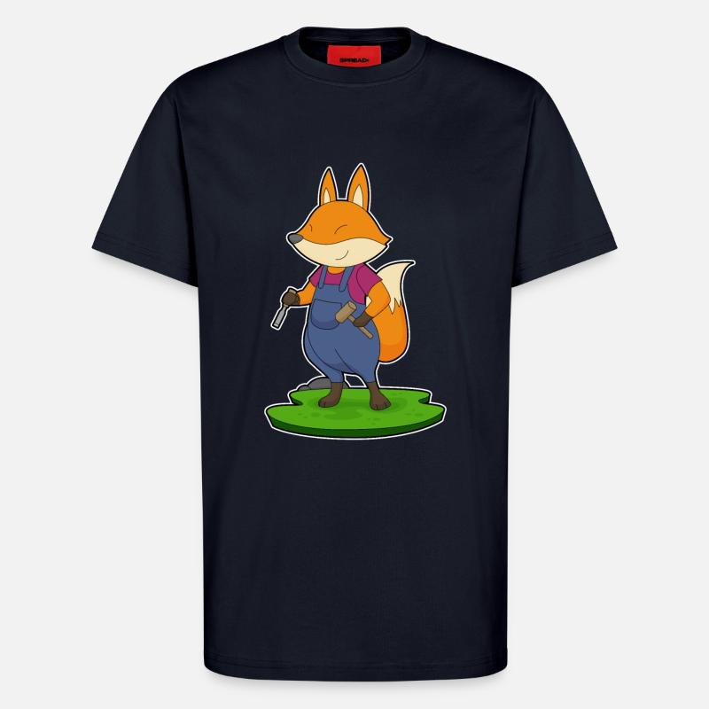 Fuchs Handwerker Hammer Meißel - T-Shirt - made by SPREAD - DARK NAVY