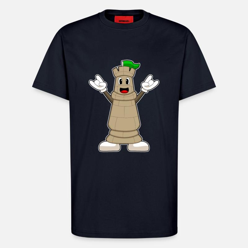 Pièce d’échecs Tour d’échecs - T-shirt bio décontracté fabriqué en UE - DARK NAVY