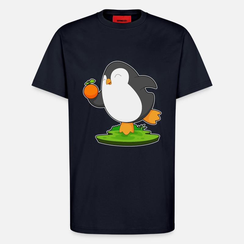 Penguin Orange Fruit - T-Shirt - made by SPREAD - DARK NAVY