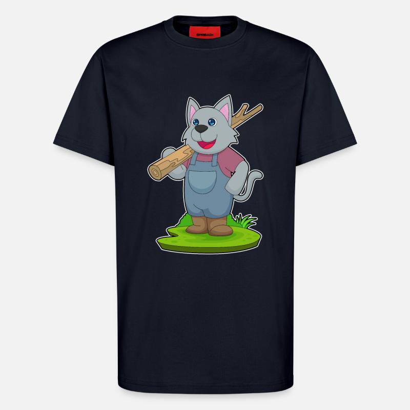 Cat Farmer Tree Trunk - T-Shirt - made by SPREAD - DARK NAVY
