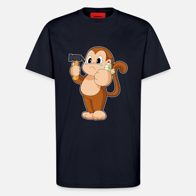 Affe Handwerker Hammer - T-Shirt - made by SPREAD - DARK NAVY