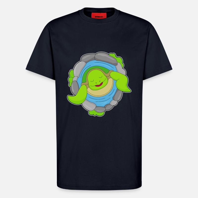 Turtle in hot spring - T-Shirt - made by SPREAD - DARK NAVY