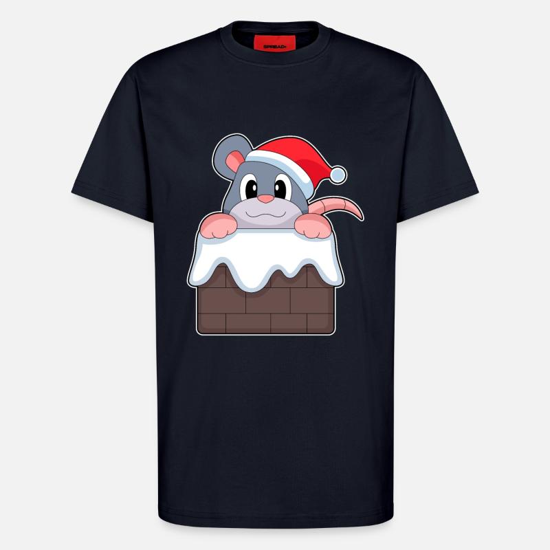 Mouse Christmas Stone Wall - T-Shirt - made by SPREAD - DARK NAVY