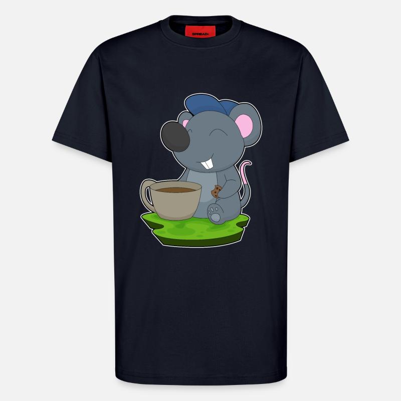 Tasse à café souris - T-shirt bio décontracté fabriqué en UE - DARK NAVY