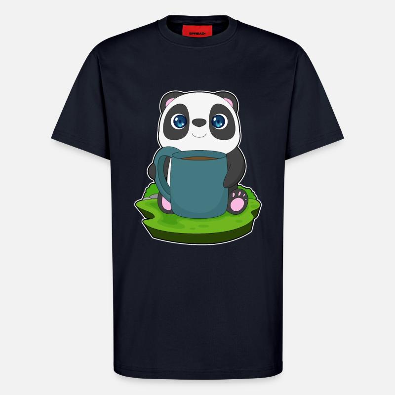 Panda Kaffee Becher - T-Shirt - made by SPREAD - DARK NAVY