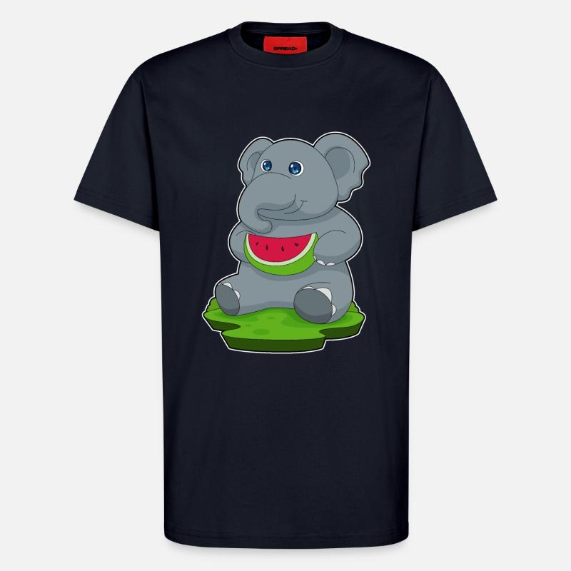 Éléphant Pastèque Fruit - T-shirt bio décontracté fabriqué en UE - DARK NAVY