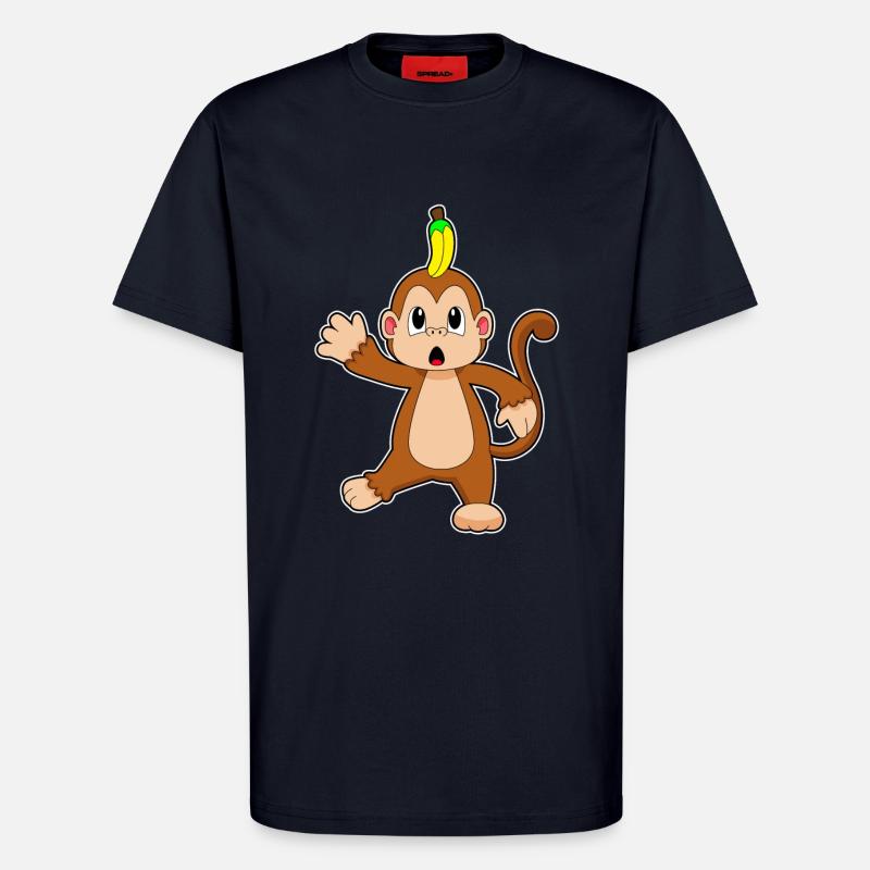 Monkey Banane Équilibrage - T-shirt bio décontracté fabriqué en UE - DARK NAVY