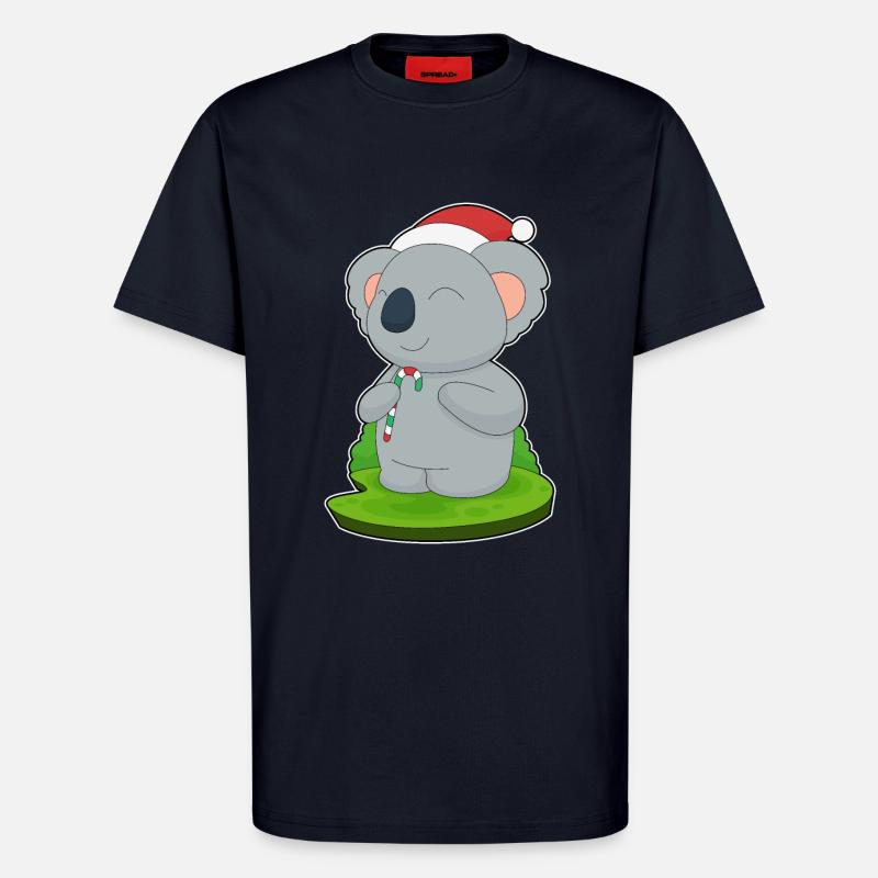 Koala Noël Candy Canne - T-shirt bio décontracté fabriqué en UE - DARK NAVY