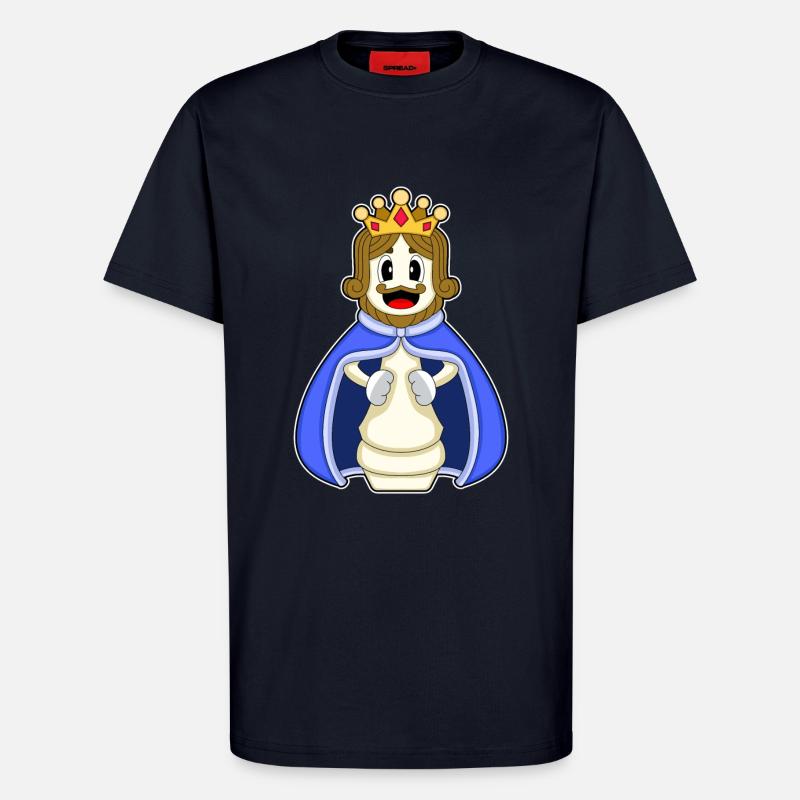 Pièce d’échecs Roi Échecs - T-shirt bio décontracté fabriqué en UE - DARK NAVY