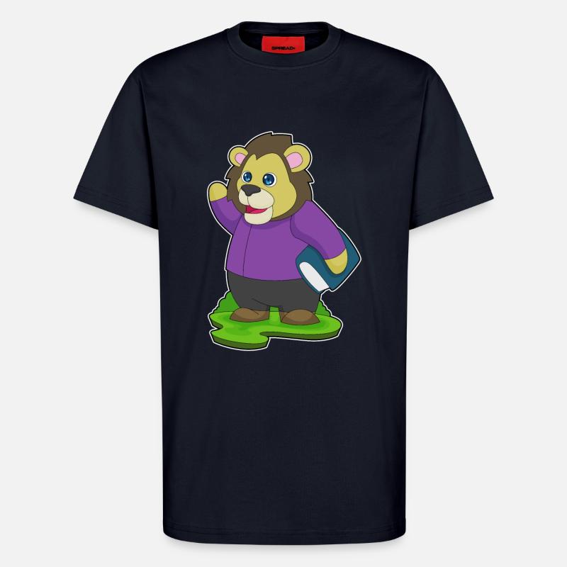 Lion Nerd Book - T-Shirt - made by SPREAD - DARK NAVY