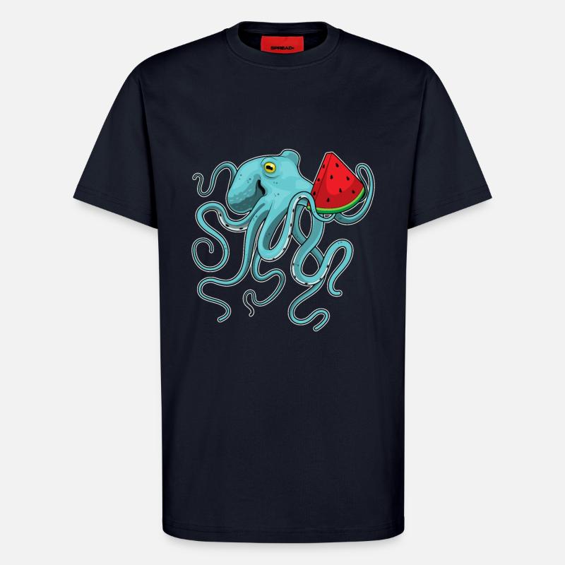 Poulpe Pastèque - T-shirt bio décontracté fabriqué en UE - DARK NAVY