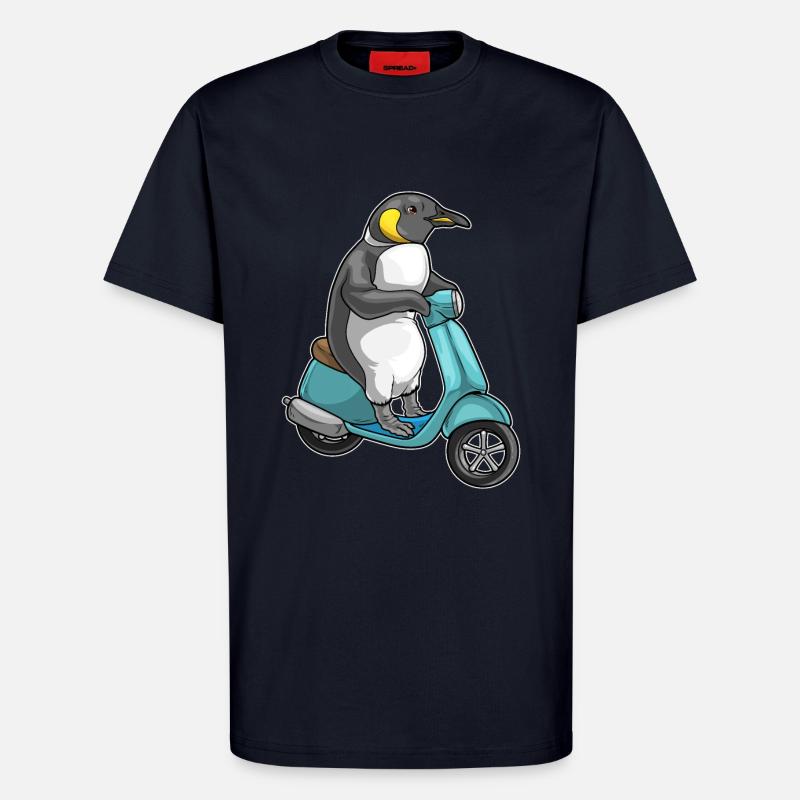 Pinguin Motorroller - T-Shirt - made by SPREAD - DARK NAVY