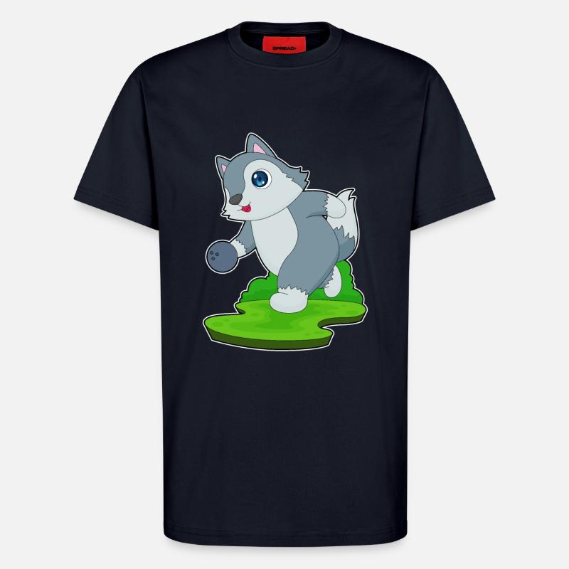Wolf Bowling Bowling Ball - T-Shirt - made by SPREAD - DARK NAVY