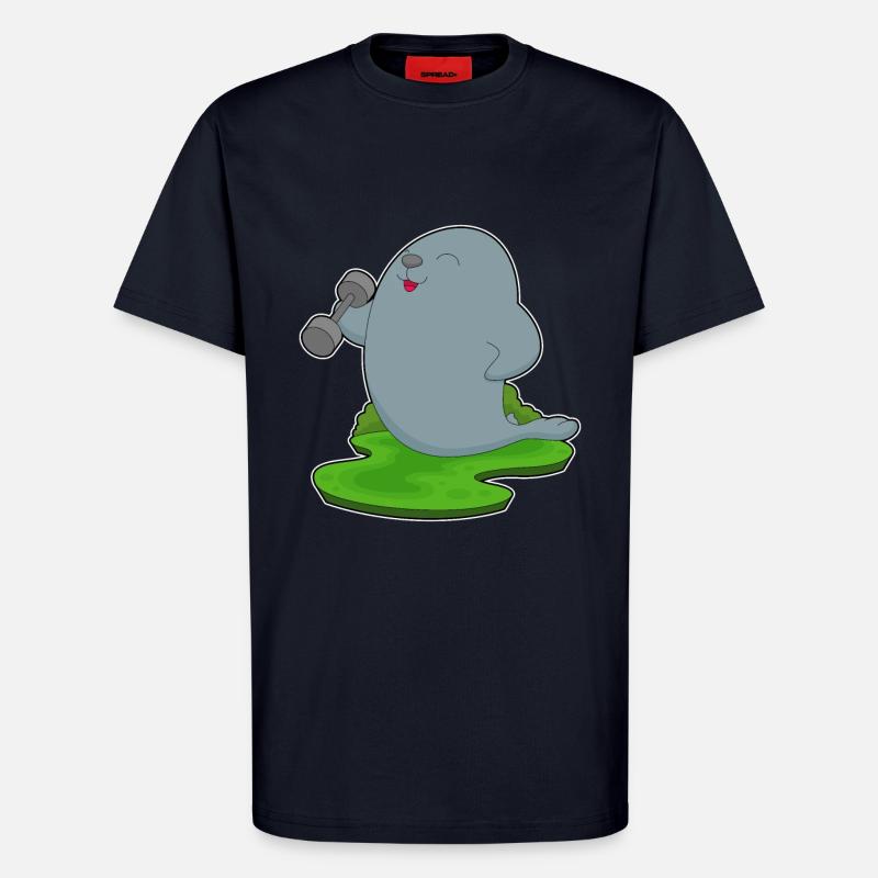 Seal Bodybuilder Dumbbell - T-Shirt - made by SPREAD - DARK NAVY