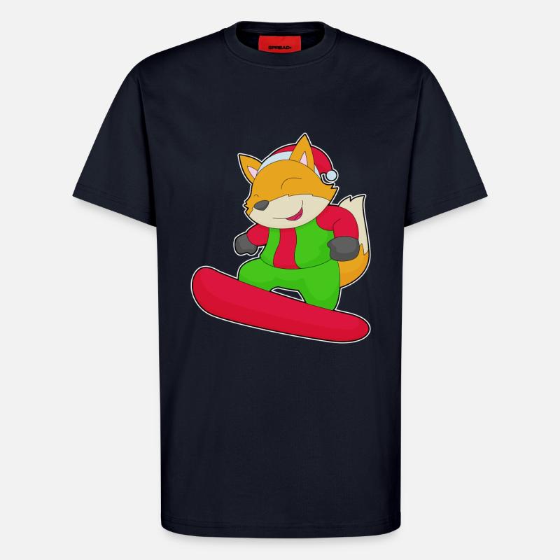 Fox Noël Snowboard - T-shirt bio décontracté fabriqué en UE - DARK NAVY