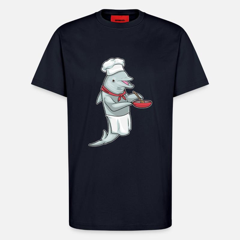 Cuisson à la poêle Dolphin - T-shirt bio décontracté fabriqué en UE - DARK NAVY