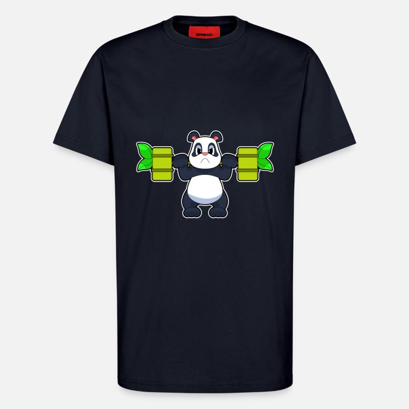 Panda Bodybuilder Haltère Musculation - T-shirt bio décontracté fabriqué en UE - DARK NAVY