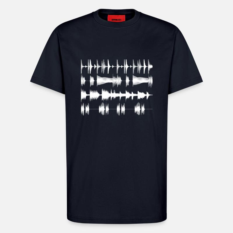 White waveforms - T-shirt bio décontracté fabriqué en UE - DARK NAVY
