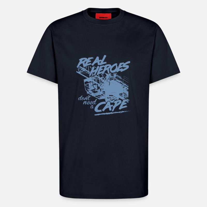 Kranführer Sprüche Kran echte Helden - T-Shirt - made by SPREAD - DARK NAVY