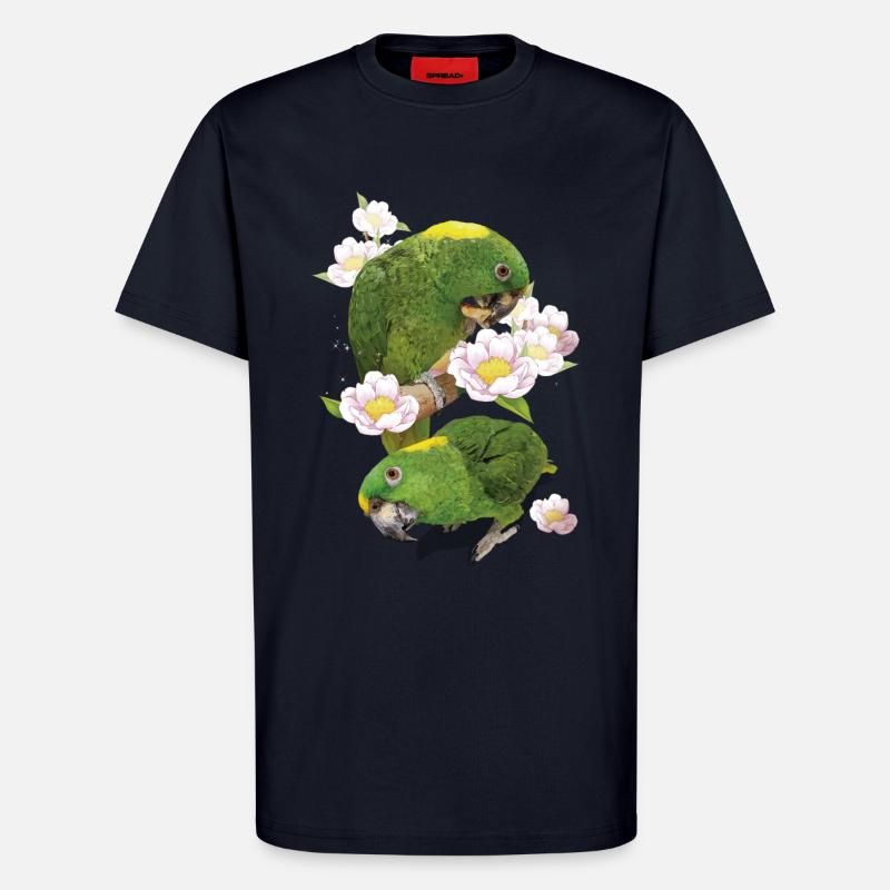 Le perroquet à nuque jaune - T-shirt bio décontracté fabriqué en UE - DARK NAVY