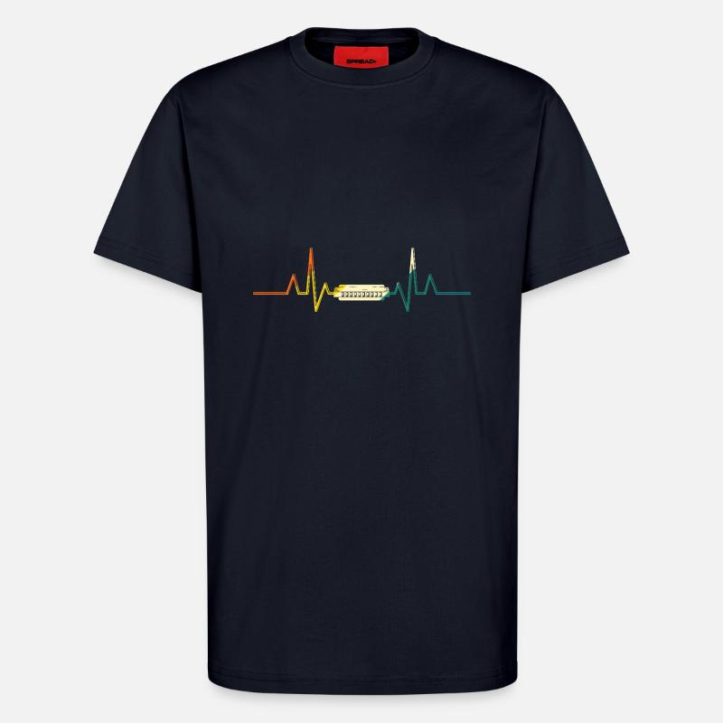 Harmonica Heartbeat Harmonica - T-Shirt - made by SPREAD - DARK NAVY