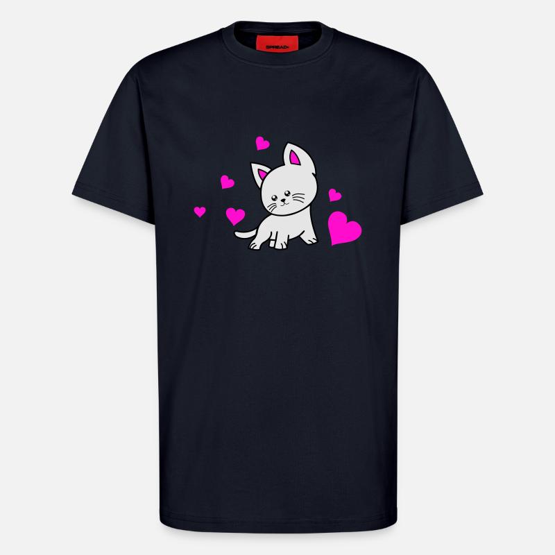 Amour du chat 02 - T-shirt bio décontracté fabriqué en UE - DARK NAVY