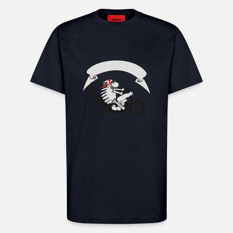 Biker sheep with banner - T-Shirt - made by SPREAD - DARK NAVY