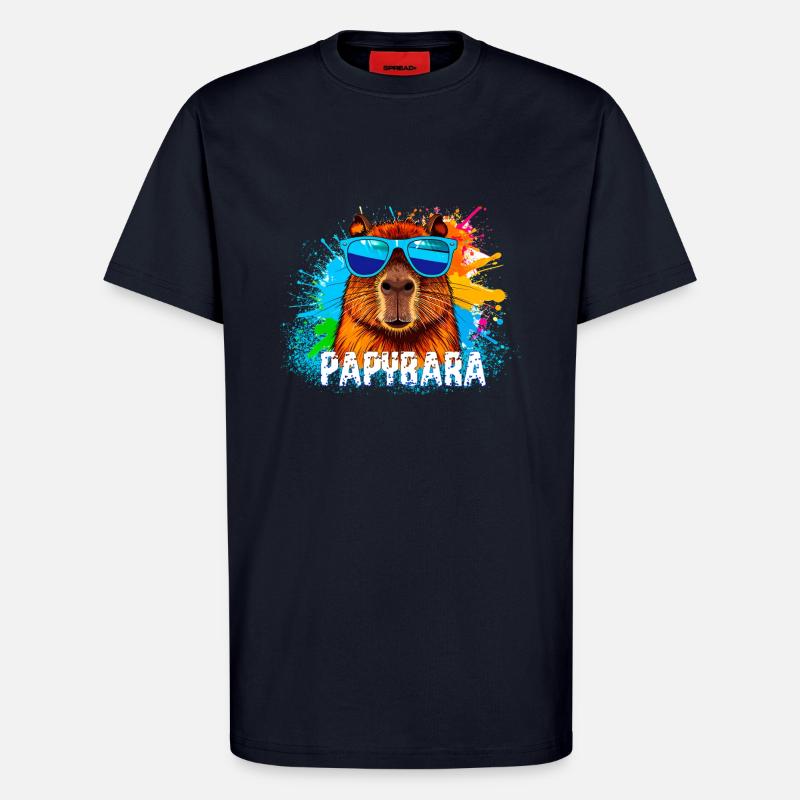 capybara mit sonnenbrille, illustration,graffiti - T-Shirt - made by SPREAD - DARK NAVY