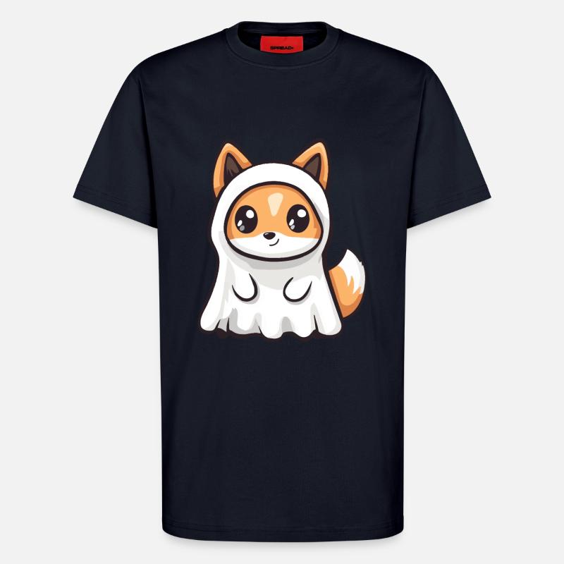 Fox Halloween Comic Ghost - T-Shirt - made by SPREAD - DARK NAVY