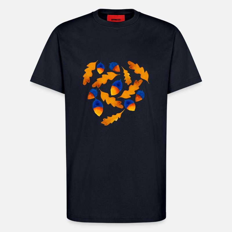 Herbst Muster Eicheln Geschenk - T-Shirt - made by SPREAD - DARK NAVY