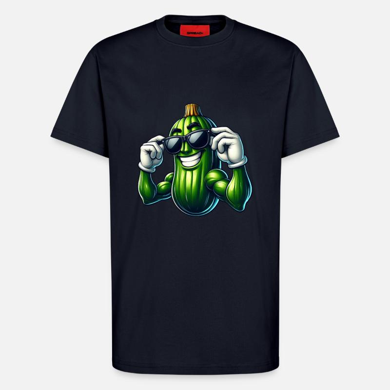 Cool Cucumber Pickle Vegetables Cartoon - T-Shirt - made by SPREAD - DARK NAVY