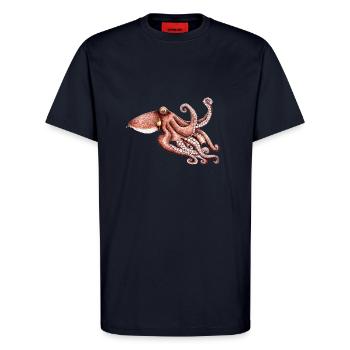 Octopus - Octopus vulgaris - Octopus Poulpe Pieuvre - T-Shirt - made by SPREAD - DARK NAVY - Vorne - Alina (178cm) & Michal (187cm)