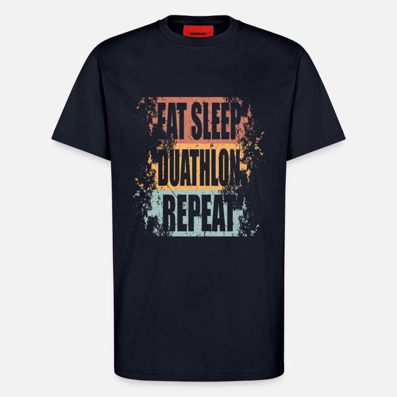 Duathlon Manger Dormir Répéter - T-shirt bio décontracté fabriqué en UE - DARK NAVY