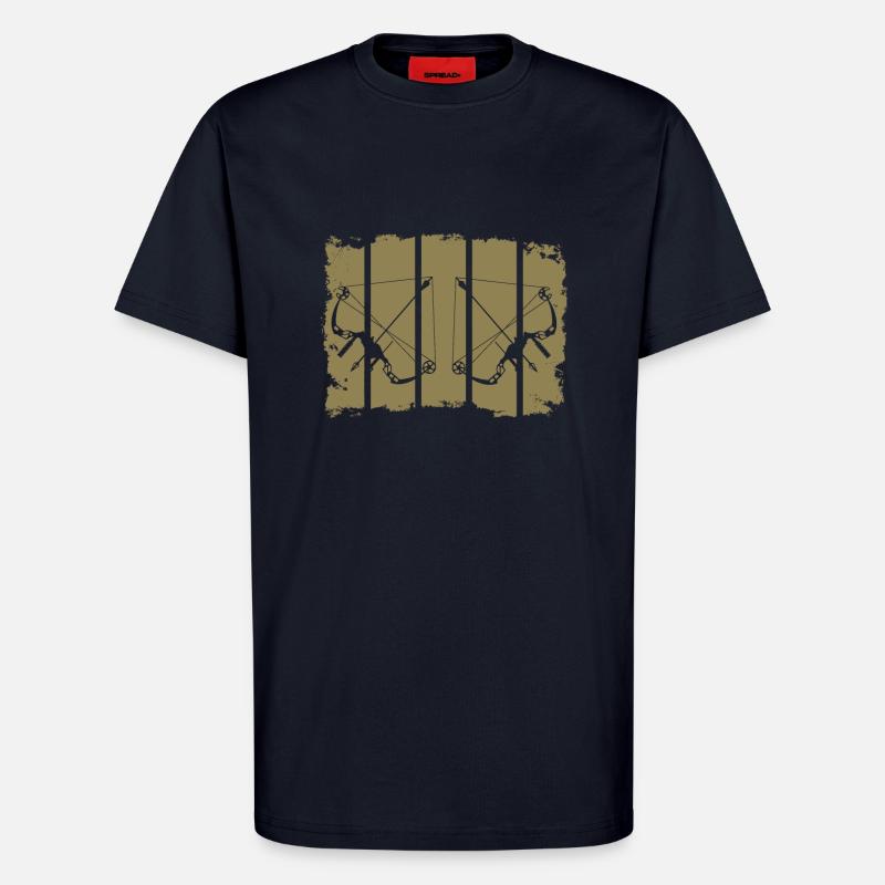 Bogenschießen Kompositbogen Retro Streifen - T-Shirt - made by SPREAD - DARK NAVY
