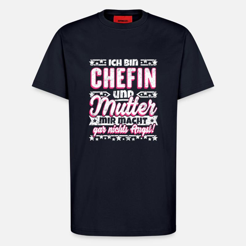 Lustiger Spruch Chefin und Mutter - T-Shirt - made by SPREAD - DARK NAVY
