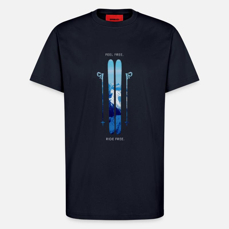 Freeski - White - T-Shirt - made by SPREAD - DARK NAVY