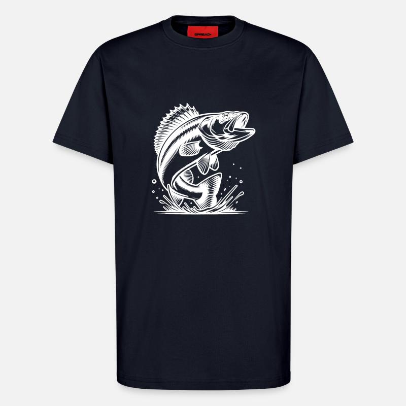 Elegant Jumping Zander Predator - T-Shirt - made by SPREAD - DARK NAVY