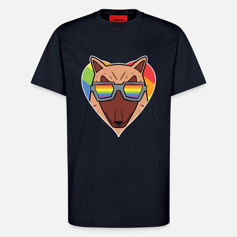 Rainbow - dog with glasses - T-Shirt - made by SPREAD - DARK NAVY