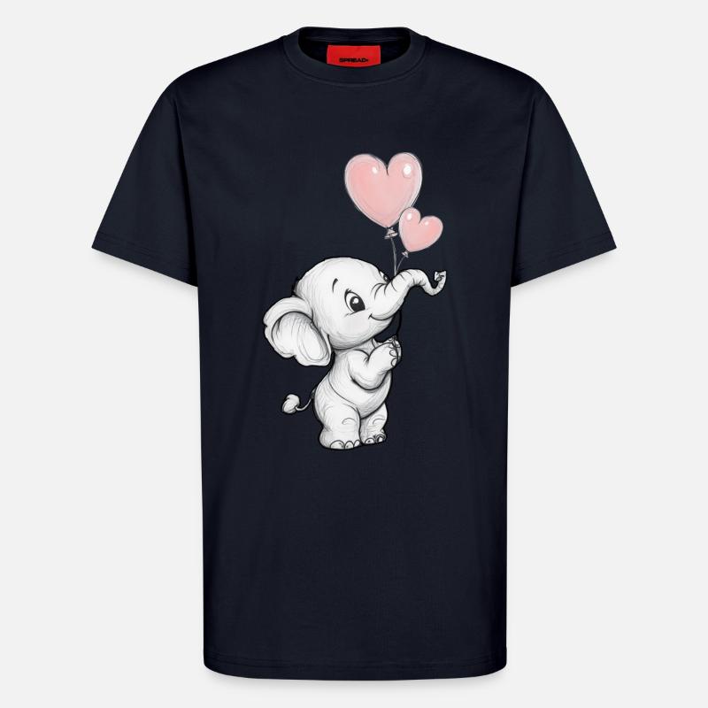 Elefant mit Herz-Luftballons - T-Shirt - made by SPREAD - DARK NAVY