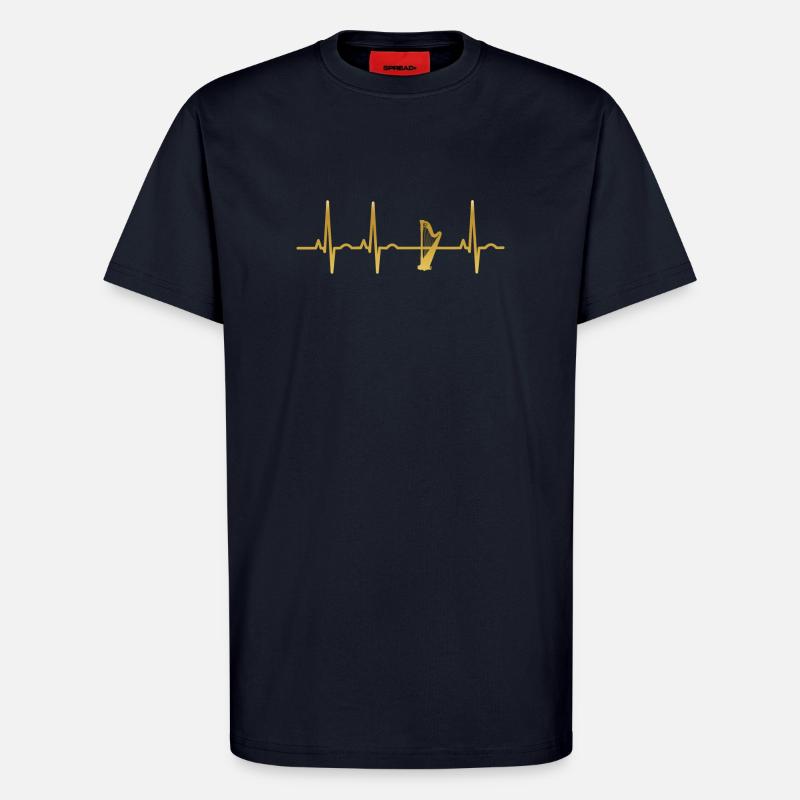 evolution ekg heartbeat harfe harp - T-Shirt - made by SPREAD - DARK NAVY