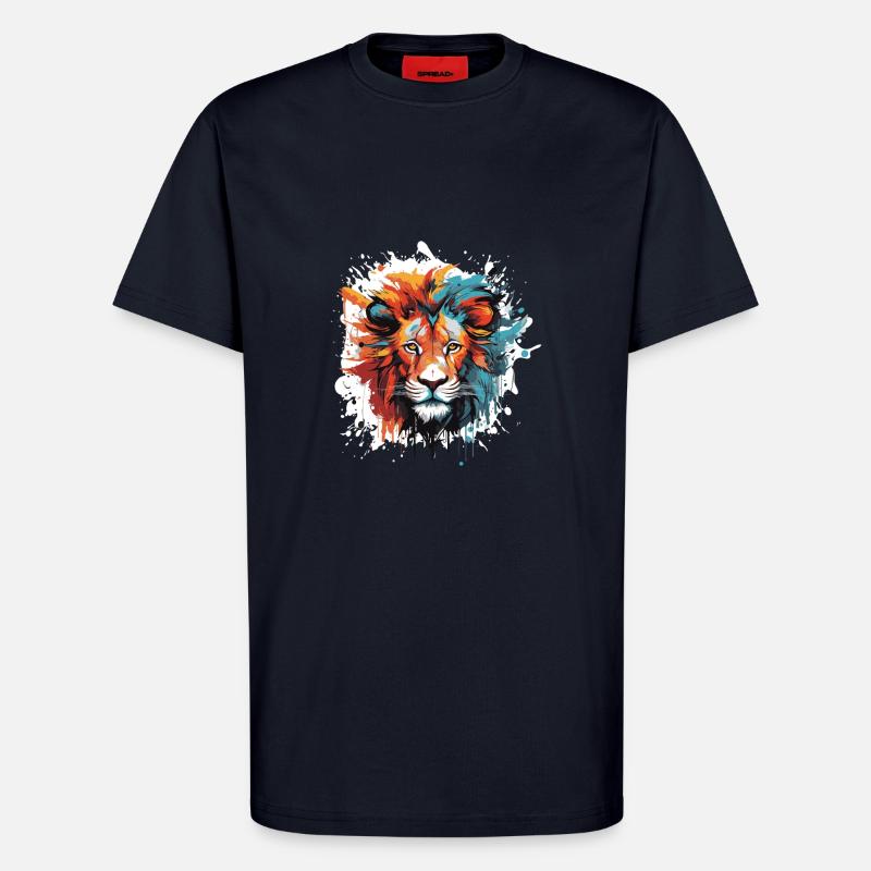 Löwe Tier Pop Art Kopf - T-Shirt - made by SPREAD - DARK NAVY