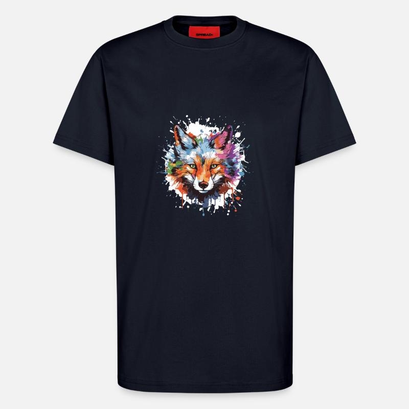 Fuchs Tier Pop Art Kopf - T-Shirt - made by SPREAD - DARK NAVY