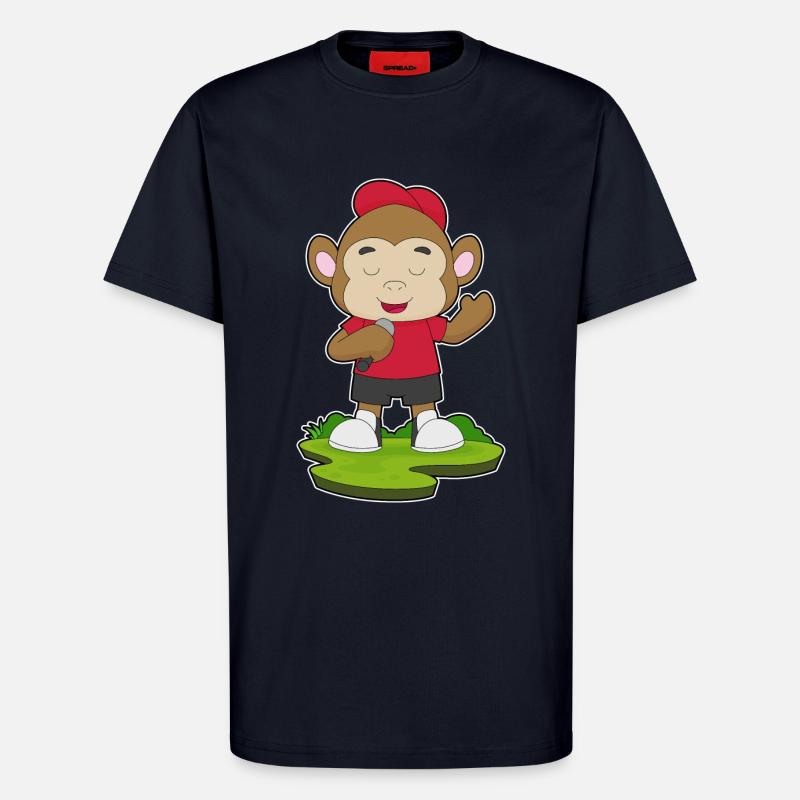 Monkey Singer Microphone - T-Shirt - made by SPREAD - DARK NAVY
